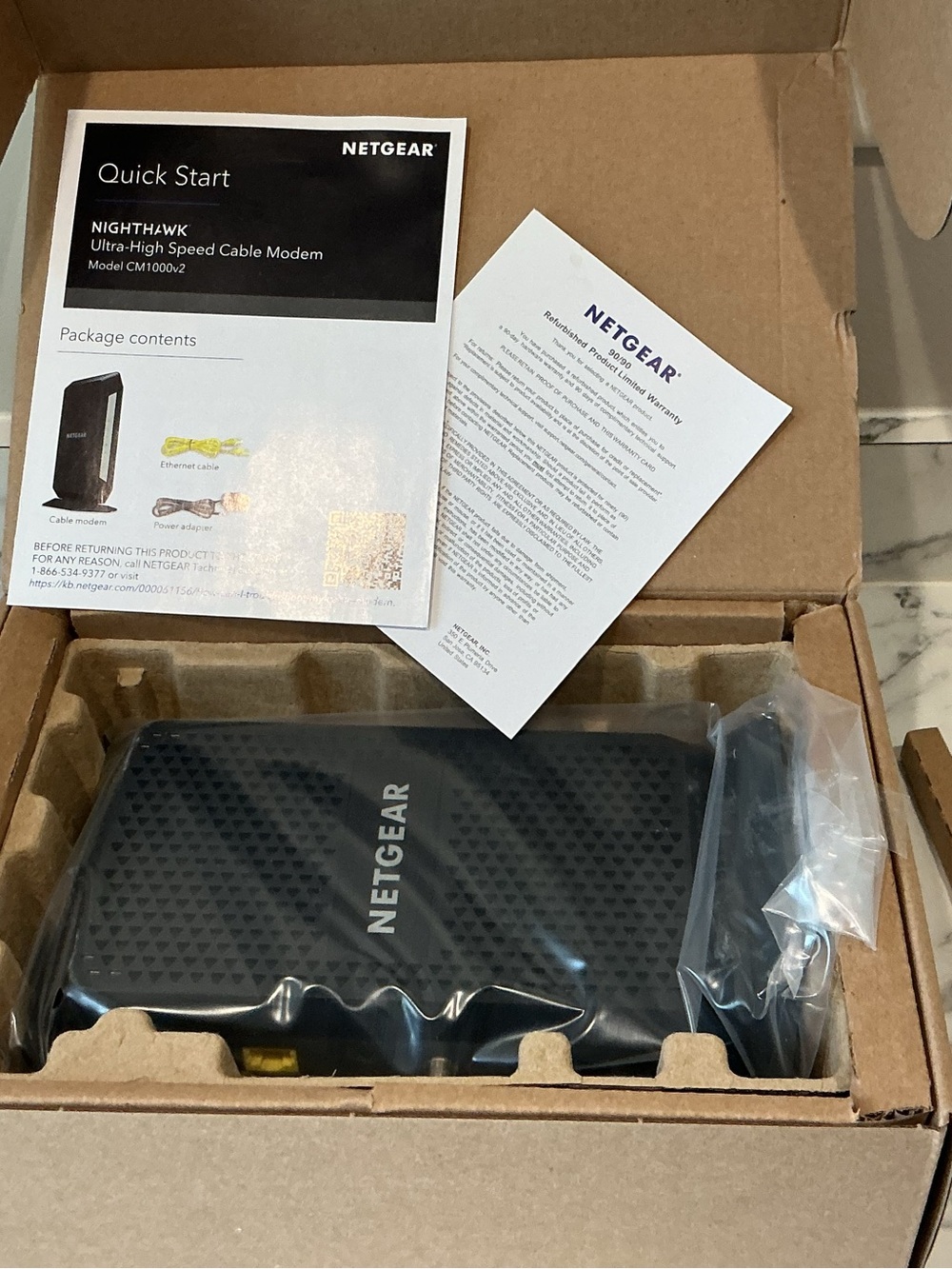 NETGEAR Black Nighthawk CM1000v2 Cable Modem with Documentation Refurbished